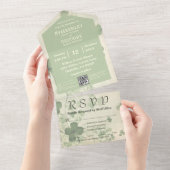 Irish QR-Code für botanische Blumenchartreuse All In One Einladung (Abreißen)