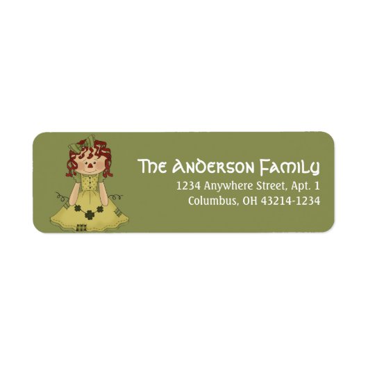 Irish Raggedy Doll St. Patrick's Address Label (Vorne)