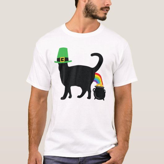 Irish Rainbow Cat Pot of Gold Funny St Patricks Da T-Shirt (Vorderseite)