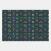 Irish Rainbow St Patrick Tartan Kariertes Set 4 Geschenkpapier Set (Vorderseite 3)