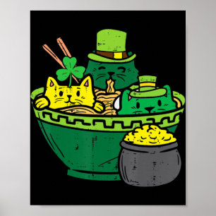 Irish Ramen Cats Niedlich Anime St Patricks Day Wo Poster