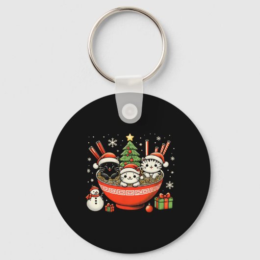 Irish Ramen Cats Niedliche Weihnachten für Frauen Schlüsselanhänger (Vorderseite)