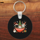 Irish Ramen Cats Niedliche Weihnachten für Frauen Schlüsselanhänger (Vorderseite)