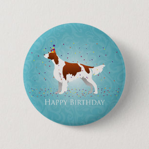 Irish Red and White Birthday Design Button