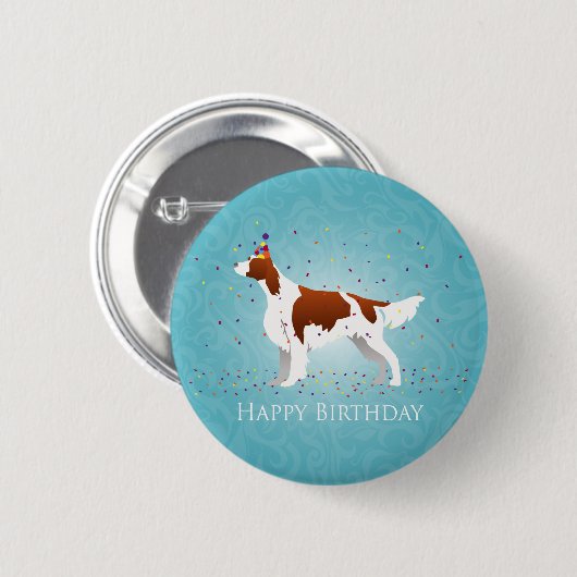 Irish Red and White Birthday Design Button (Vorne & Hinten)