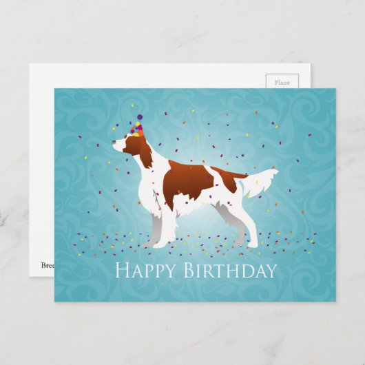 Irish Red and White Birthday Design Postkarte (Vorne/Hinten)