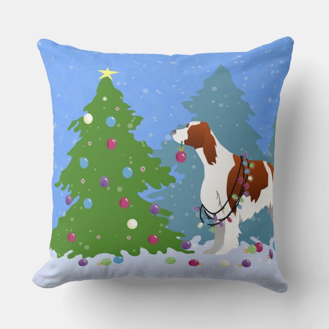 Irish Red and White Setter Decorating Tree Kissen (Vorderseite)