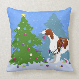 Irish Red and White Setter Decorating Tree Kissen