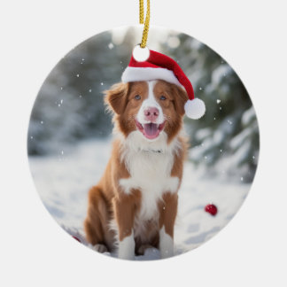 Irish Red and White Setter Dog Christmas Keepake Keramik Ornament