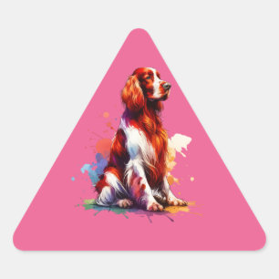 Irish Red and White Setter Dog Dreieckiger Aufkleber