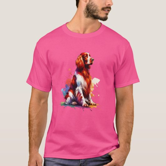 Irish Red and White Setter Dog T-Shirt (Vorderseite)
