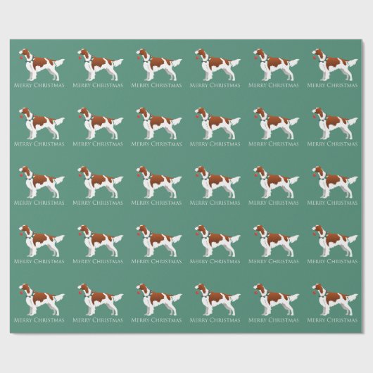 Irish Red and White Setter Frohe Weihnachten Geschenkpapier (Flach)
