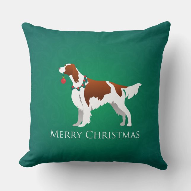 Irish Red and White Setter Frohe Weihnachten Kissen (Vorderseite)