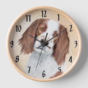 Irish Red and White Setter Malerei - Original Kuns Uhr