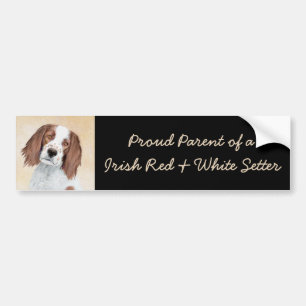 Irish Red and White Setter Painting - Original Art Autoaufkleber