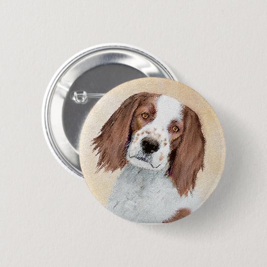 Irish Red and White Setter Painting - Original Art Button (Vorne & Hinten)