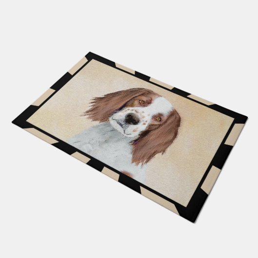 Irish Red and White Setter Painting - Original Art Fußmatte (Schrägansicht)