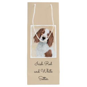 Irish Red and White Setter Painting - Original Art Geschenktüte Für Weinflaschen
