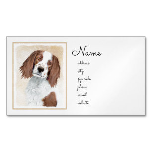 Irish Red and White Setter Painting - Original Art Magnetische Visitenkarte