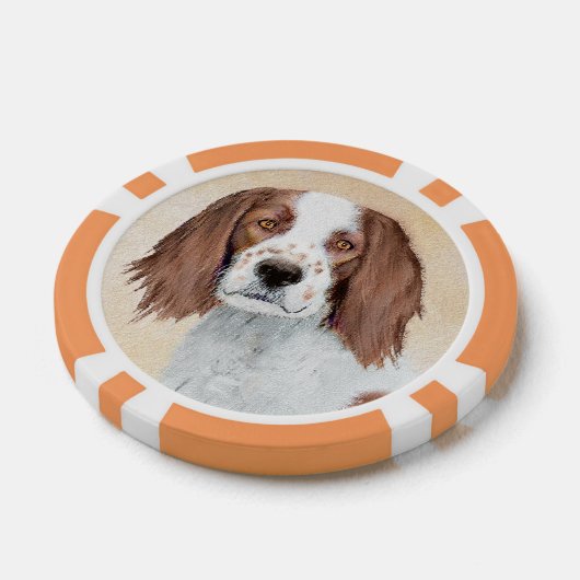 Irish Red and White Setter Painting - Original Art Pokerchips (Einzeln)