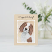 Irish Red and White Setter Painting - Original Art Postkarte (Stehend Vorderseite)