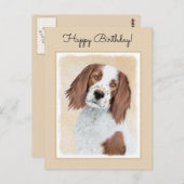 Irish Red and White Setter Painting - Original Art Postkarte (Vorne/Hinten)