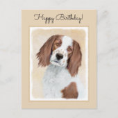 Irish Red and White Setter Painting - Original Art Postkarte (Vorderseite)