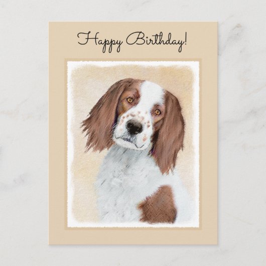 Irish Red and White Setter Painting - Original Art Postkarte (Vorderseite)