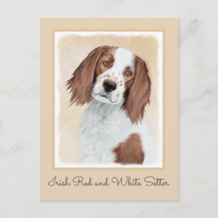 Irish Red and White Setter Painting - Original Art Postkarte