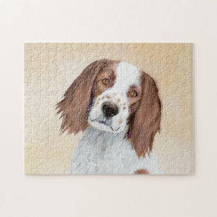 Irish Red and White Setter Painting - Original Art Puzzle