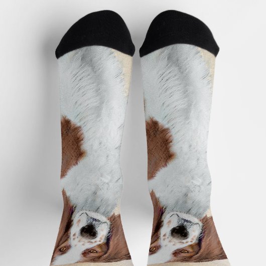 Irish Red and White Setter Painting - Original Art Socken (Oben)