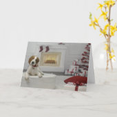 Irish Red and White Setter Puppy Holiday Card Karte (Gelbe Blume)