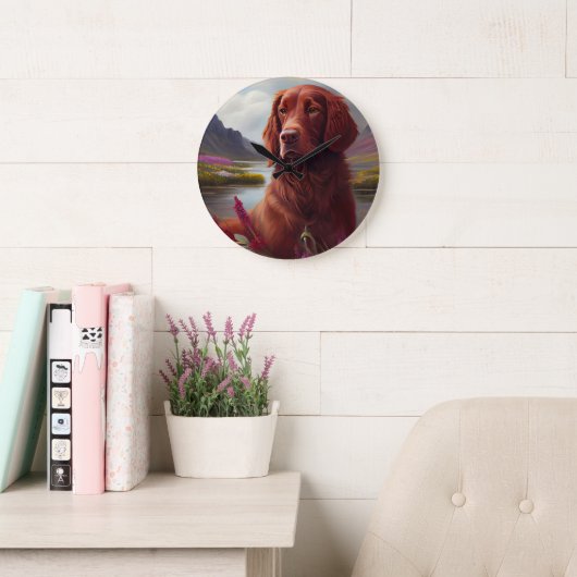 Irish Red on a Paddle: Ein Landschaftliches Abente Große Wanduhr (Lesesaal)