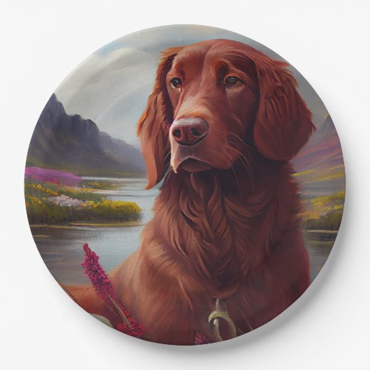 Irish Red on a Paddle: Ein Landschaftliches Abente Pappteller (Vorderseite)