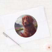 Irish Red on a Paddle: Ein Landschaftliches Abente Runder Aufkleber (Umschlag)