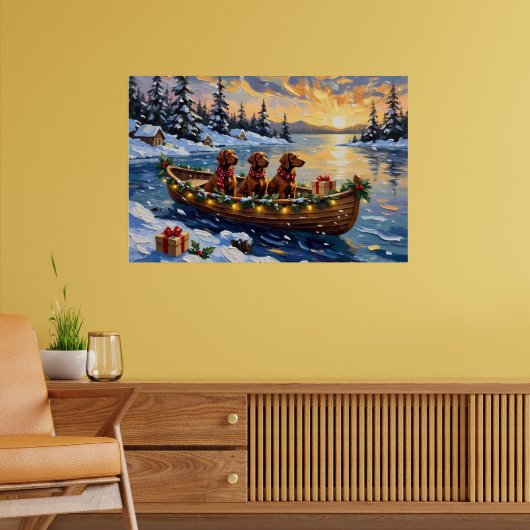 Irish Red Setter Christmas Boat Holiday Poster (Wohnzimmer 2)