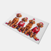 Irish Red Setter Christmas Dress Santa Hat Fußmatte (Schrägansicht)