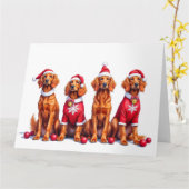 Irish Red Setter Christmas Dress Santa Hat Karte (Gelbe Blume)
