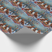 Irish Red Setter Christmas Forest Feast Holiday Geschenkpapier (Ecke)