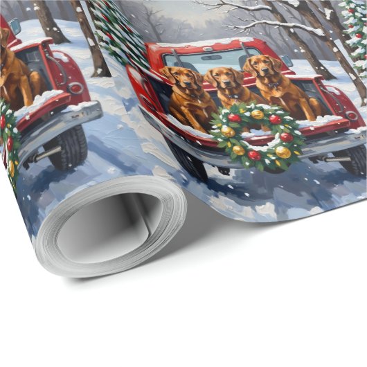 Irish Red Setter Christmas Red Truck Holiday Geschenkpapier (Rolleneckpunkt)