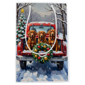 Irish Red Setter Christmas Red Truck Holiday Mittlere Geschenktüte (Vorderseite)