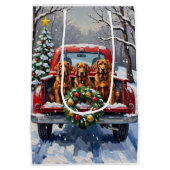 Irish Red Setter Christmas Red Truck Holiday Mittlere Geschenktüte (Rückseite)