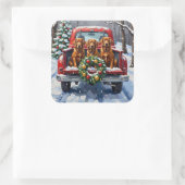 Irish Red Setter Christmas Red Truck Holiday Quadratischer Aufkleber (Tasche)