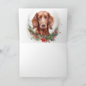Irish Red Setter Christmas Wreath Festivals Karte (Innenseite)