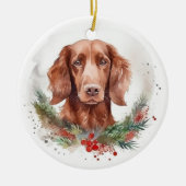 Irish Red Setter Christmas Wreath Festivals Keramik Ornament (Vorne)