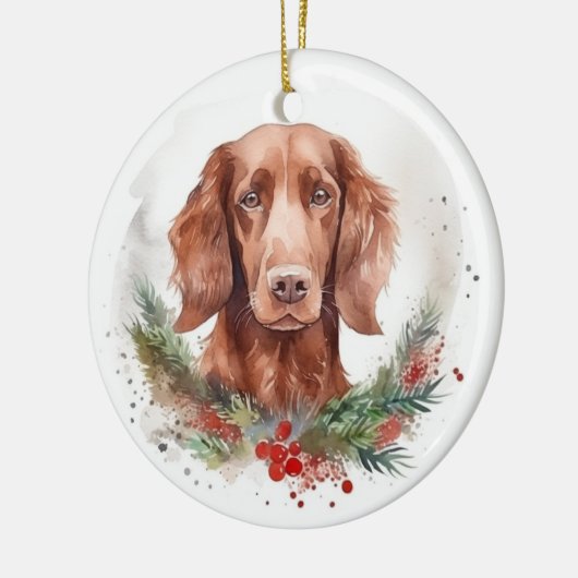 Irish Red Setter Christmas Wreath Festivals Keramik Ornament (Links)