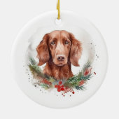 Irish Red Setter Christmas Wreath Festivals Keramik Ornament (Hinten)