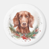 Irish Red Setter Christmas Wreath Festivals Magnet (Vorne)