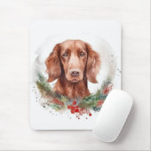 Irish Red Setter Christmas Wreath Festivals Mousepad (Mit Mouse)