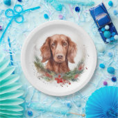 Irish Red Setter Christmas Wreath Festivals Pappteller (Party)